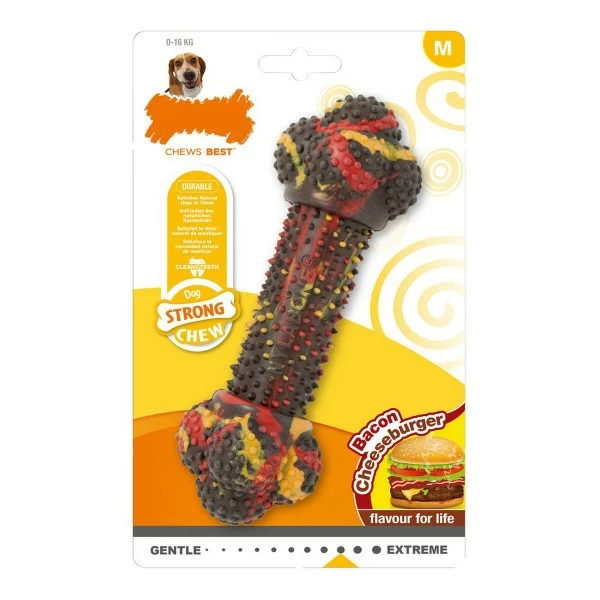 Beißring Für Hunde Nylabone Strong Chew Bacon Käse Hamburger M 3 Beißring Für Hunde Nylabone Strong Chew Bacon Käse Hamburger M