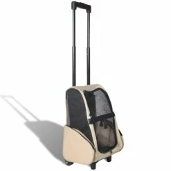 VIDAXL Multifunktionaler Haustiertrolley Zusammenfaltbar Beige