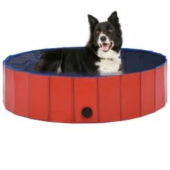 VIDAXL Hundepool Faltbar Rot 120 X 30 Cm PVC