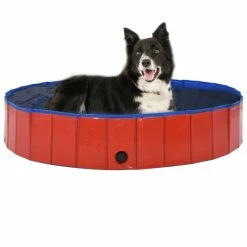 VIDAXL Hundepool Faltbar Rot 160 X 30 Cm PVC