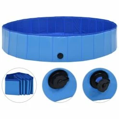 VIDAXL Hundepool Faltbar Blau 160 X 30 Cm PVC