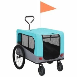 VIDAXL 2-in-1 Tier-Fahrradanhänger Und Jogger Blau Und Grau