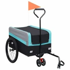 VIDAXL 2-in-1 XXL Fahrradanhänger & Trolley Blau Grau Schwarz