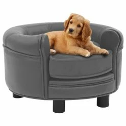 VIDAXL Hundesofa Grau 48x48x32 Cm Plüsch Und Kunstleder