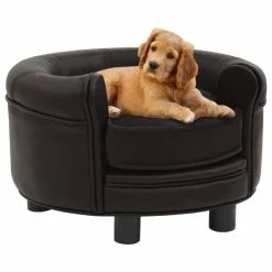 VIDAXL Hundesofa Braun 48x48x32 Cm Plüsch Und Kunstleder