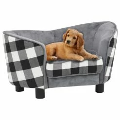 VIDAXL Hundesofa Grau 68x38x38 Cm Plüsch