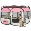 VIDAXL Faltbarer Welpenlaufstall Mit Tragetasche Rosa 110x110x58 Cm -Hundefutter Geschäft 8720286204870 m en hd 1 600x600