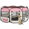 VIDAXL Faltbarer Welpenlaufstall Mit Tragetasche Rosa 125x125x61 Cm -Hundefutter Geschäft 8720286204887 m en hd 1 600x600