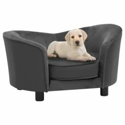 VIDAXL Hundesofa Dunkelgrau 69x49x40 Cm Plüsch Und Kunstleder