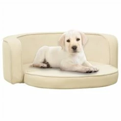 VIDAXL Hundesofa Klappbar Creme 73x67x26 Cm Plüsch Waschbares Kissen