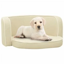 VIDAXL Hundesofa Klappbar Creme 76x71x30 Cm Leinen Waschbares Kissen