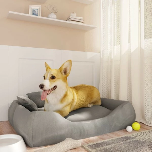VIDAXL Hundebett Mit Kissen Grau 75x58x18 Cm Oxford-Gewebe 3 VIDAXL Hundebett Mit Kissen Grau 75x58x18 Cm Oxford-Gewebe