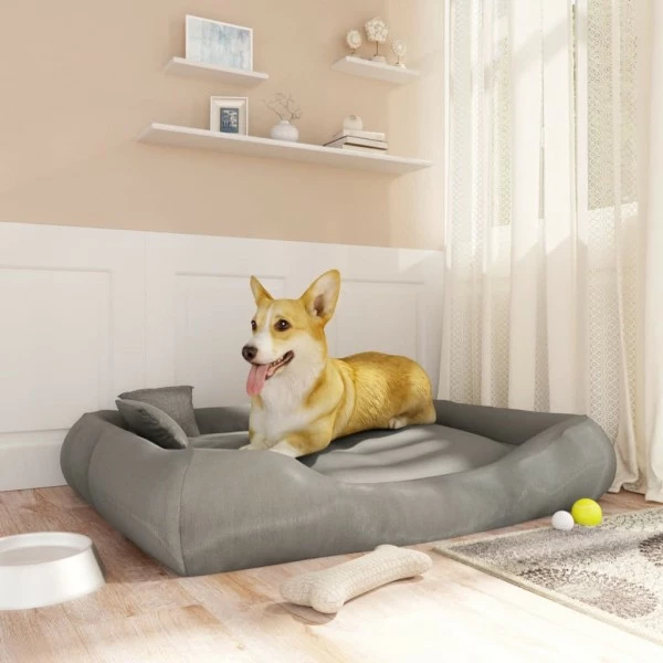 VIDAXL Hundebett Mit Kissen Grau 115x100x20 Cm Oxford-Gewebe 3 VIDAXL Hundebett Mit Kissen Grau 115x100x20 Cm Oxford-Gewebe