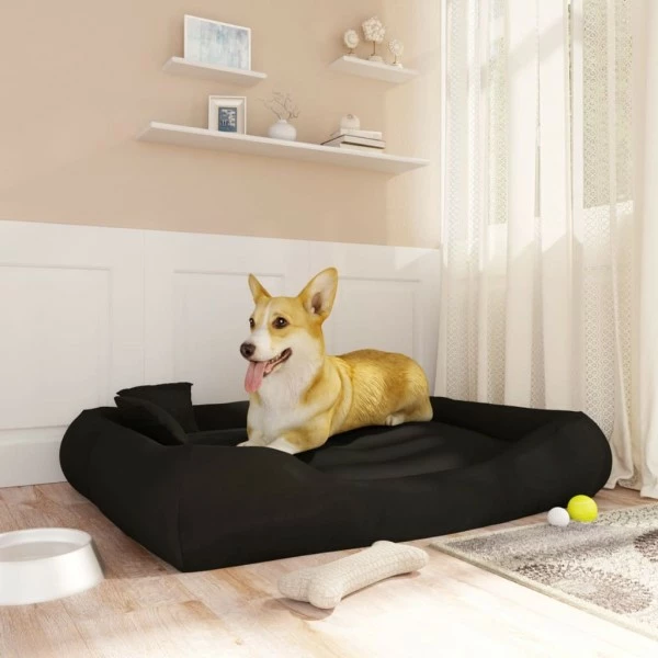 VIDAXL Hundebett Mit Kissen Schwarz 115x100x20 Cm Oxford-Gewebe 3 VIDAXL Hundebett Mit Kissen Schwarz 115x100x20 Cm Oxford-Gewebe