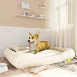VIDAXL Hundebett Mit Kissen Beige 135x110x23 Cm Oxford-Gewebe