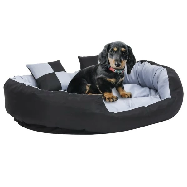 VIDAXL Hundekissen Wendbar Und Waschbar Grau Und Schwarz 110x80x23 Cm 3 VIDAXL Hundekissen Wendbar Und Waschbar Grau Und Schwarz 110x80x23 Cm