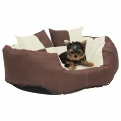 VIDAXL Hundekissen Wendbar Und Waschbar Braun Und Creme 65x50x20 Cm
