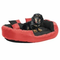 VIDAXL Hundekissen Wendbar Und Waschbar Rot Und Schwarz 110x80x23 Cm