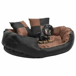 VIDAXL Hundekissen Wendbar Und Waschbar Schwarz Und Braun 85x70x20 Cm