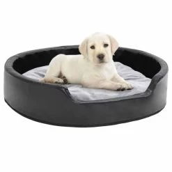 VIDAXL Hundebett Schwarz-Grau 79x70x19 Cm Plüsch Und Kunstleder
