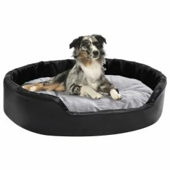 VIDAXL Hundebett Schwarz-Grau 90x79x20 Cm Plüsch Und Kunstleder