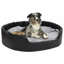 VIDAXL Hundebett Schwarz-Grau 99x89x21 Cm Plüsch Und Kunstleder