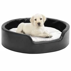 VIDAXL Hundebett Schwarz-Beige 69x59x19 Cm Plüsch Und Kunstleder