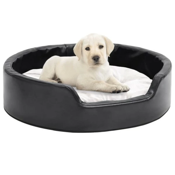 VIDAXL Hundebett Schwarz-Beige 69x59x19 Cm Plüsch Und Kunstleder 3 VIDAXL Hundebett Schwarz-Beige 69x59x19 Cm Plüsch Und Kunstleder