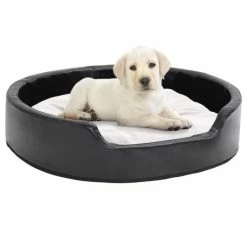 VIDAXL Hundebett Schwarz-Beige 79x70x19 Cm Plüsch Und Kunstleder