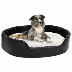 VIDAXL Hundebett Schwarz-Beige 90x79x20 Cm Plüsch Und Kunstleder