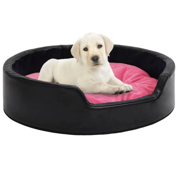 VIDAXL Hundebett Schwarz-Pink 69x59x19 Cm Plüsch Und Kunstleder 3 VIDAXL Hundebett Schwarz-Pink 69x59x19 Cm Plüsch Und Kunstleder