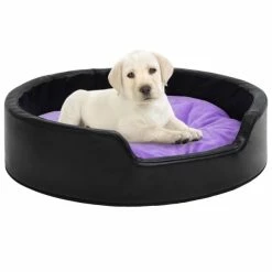 VIDAXL Hundebett Schwarz-Violett 90x79x20 Cm Plüsch Und Kunstleder