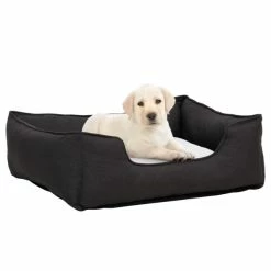 VIDAXL Hundebett Dunkelgrau-Weiß 85,5x70x23 Cm Fleece Leinenoptik