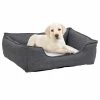 VIDAXL Hundebett Grau-Weiß 85,5x70x23 Cm Fleece Leinenoptik -Hundefutter Geschäft 8720286431900 m en hd 1 600x600