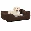 VIDAXL Hundebett Braun-Weiß 85,5x70x23 Cm Fleece Leinenoptik -Hundefutter Geschäft 8720286431962 m en hd 1 600x600
