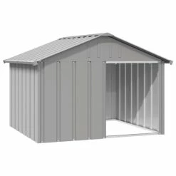 VIDAXL Hundehütte Grau 116,5x103x81,5 Cm Verzinkter Stahl