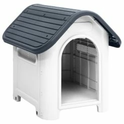 VIDAXL Hundehütte Grau 59x75x66 Cm Polypropylen
