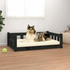 VIDAXL Hundebett Schwarz 95,5x65,5x28 Cm Massivholz Kiefer