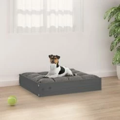 VIDAXL Hundebett Grau 51,5x44x9 Cm Massivholz Kiefer