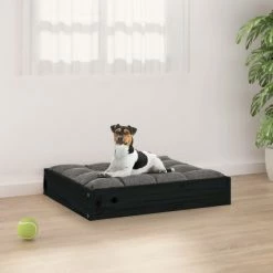 VIDAXL Hundebett Schwarz 51,5x44x9 Cm Massivholz Kiefer