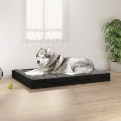 VIDAXL Hundebett Schwarz 101,5x74x9 Cm Massivholz Kiefer