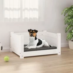 VIDAXL Hundebett Weiß 55,5x45,5x28 Cm Massivholz Kiefer