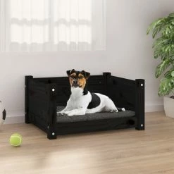 VIDAXL Hundebett Schwarz 55,5x45,5x28 Cm Massivholz Kiefer
