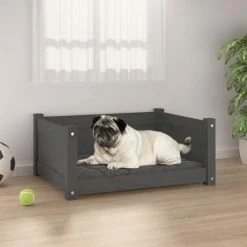 VIDAXL Hundebett Grau 65,5x50,5x28 Cm Massivholz Kiefer