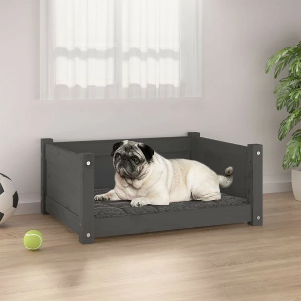 VIDAXL Hundebett Grau 65,5x50,5x28 Cm Massivholz Kiefer 3 VIDAXL Hundebett Grau 65,5x50,5x28 Cm Massivholz Kiefer