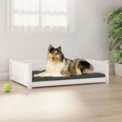 VIDAXL Hundebett Weiß 95,5x65,5x28 Cm Massivholz Kiefer
