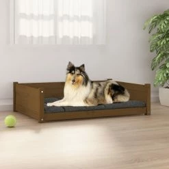 VIDAXL Hundebett Honigbraun 95,5x65,5x28 Cm Massivholz Kiefer