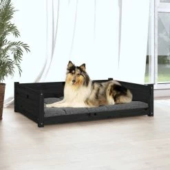 VIDAXL Hundebett Schwarz 95,5x65,5x28 Cm Massivholz Kiefer