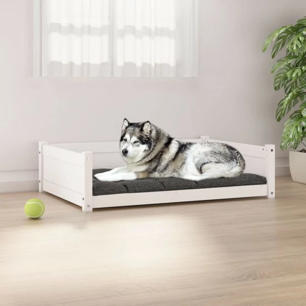 VIDAXL Hundebett Weiß 105,5x75,5x28 Cm Massivholz Kiefer 3 VIDAXL Hundebett Weiß 105,5x75,5x28 Cm Massivholz Kiefer