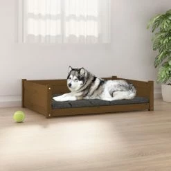 VIDAXL Hundebett Honigbraun 105,5x75,5x28 Cm Massivholz Kiefer